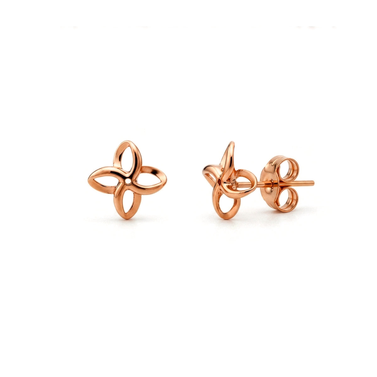9ct Rose Gold Simple Flower Stud Earrings