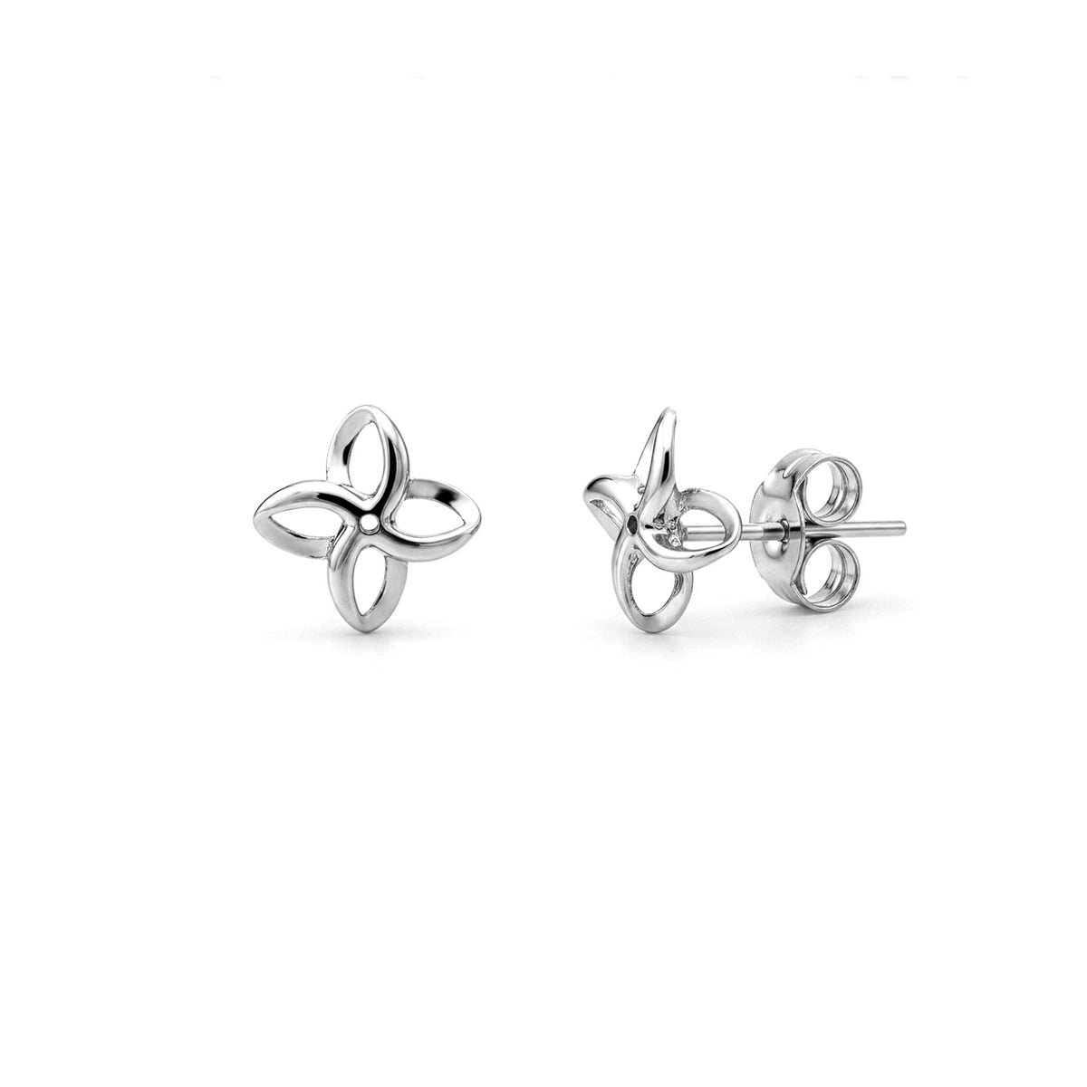 9ct White Gold Simple Flower Stud Earrings