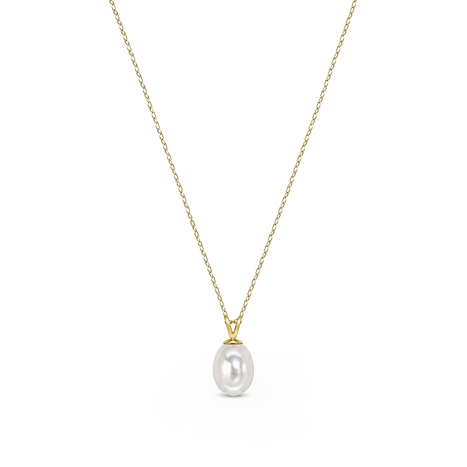 9ct Yellow Gold Natural Freshwater Pearl Drop Pendant — 9mm