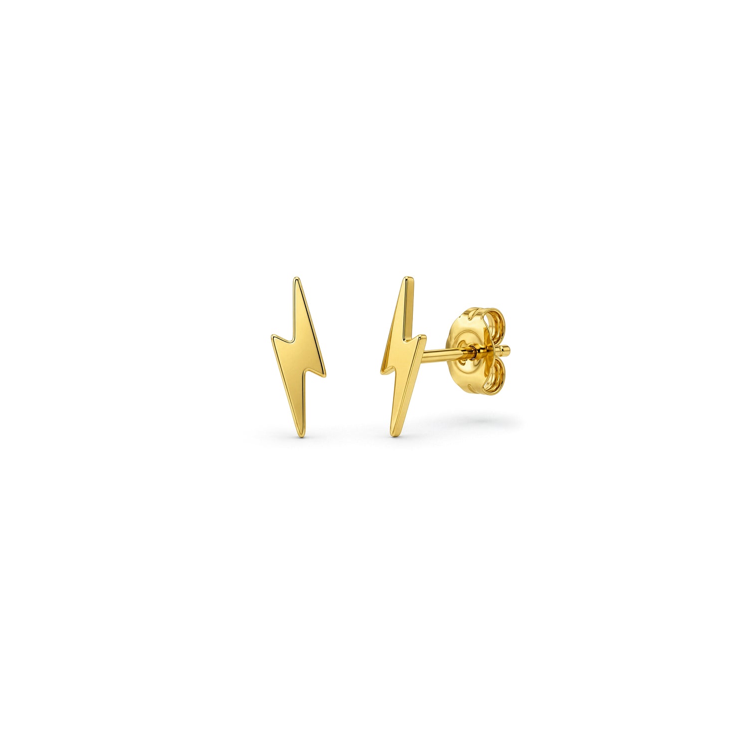 9ct Yellow Gold Polished Lightning Bolt Stud Earrings