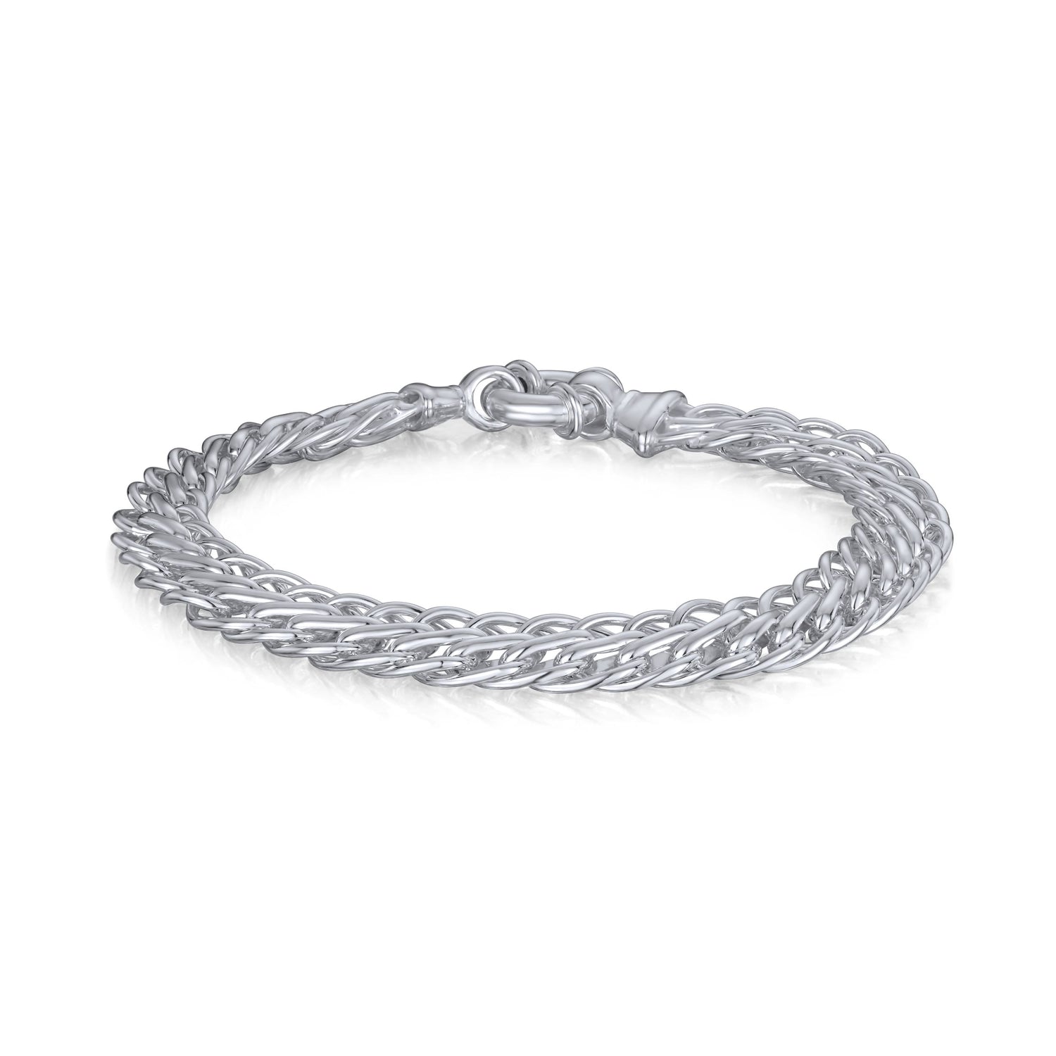 Sterling Silver Handmade Solid 9mm Flat Spiga Bracelet