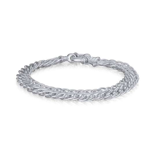 Sterling Silver Handmade Solid 9mm Flat Spiga Bracelet
