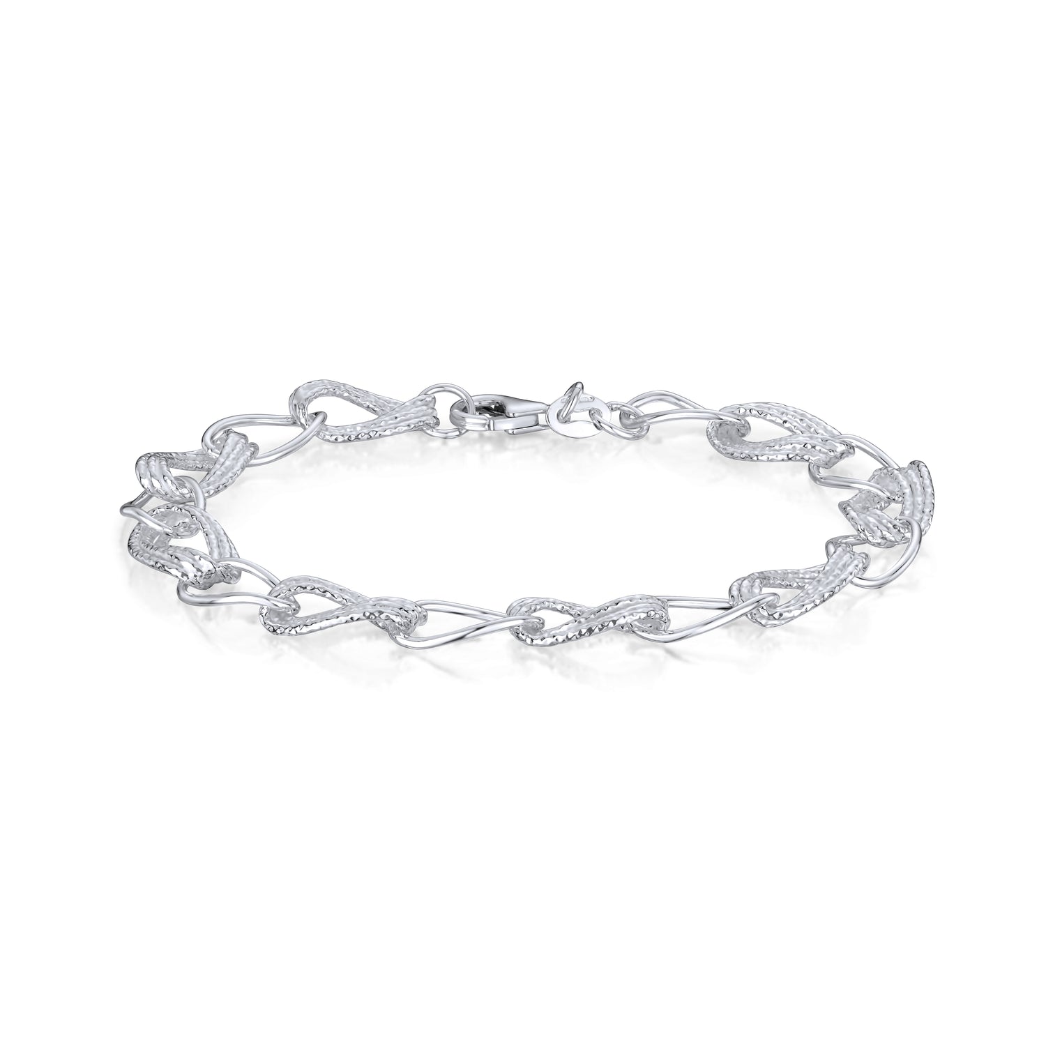 Sterling Silver Handmade Solid 9mm Oval Wave Multi Link Chain Bracelet