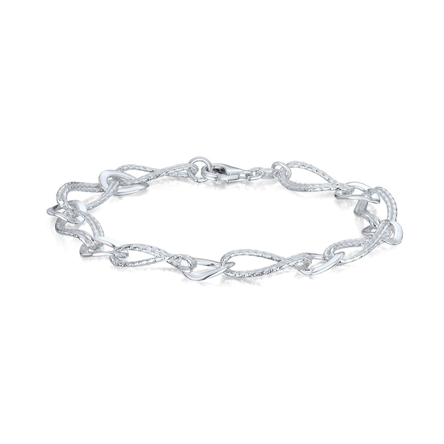 Sterling Silver Handmade Solid 9mm Wide Double Oval Bracelet