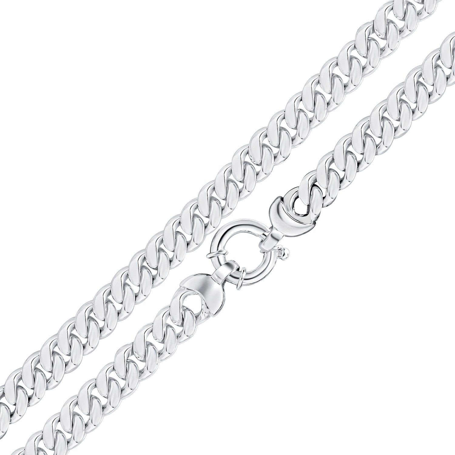 Sterling Silver 10mm Curb Link Bracelet with Bolt Ring
