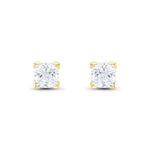 9ct Yellow Gold Cushion Cubic Zirconia CZ Claw Stud Earrings — 6mm