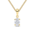 9ct Yellow Gold Oval Cubic Zirconia CZ Claw Pendant — 6x4mm