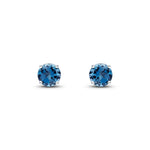9ct White Gold Round Natural London Blue Topaz Claw Set Stud Earrings — 6mm