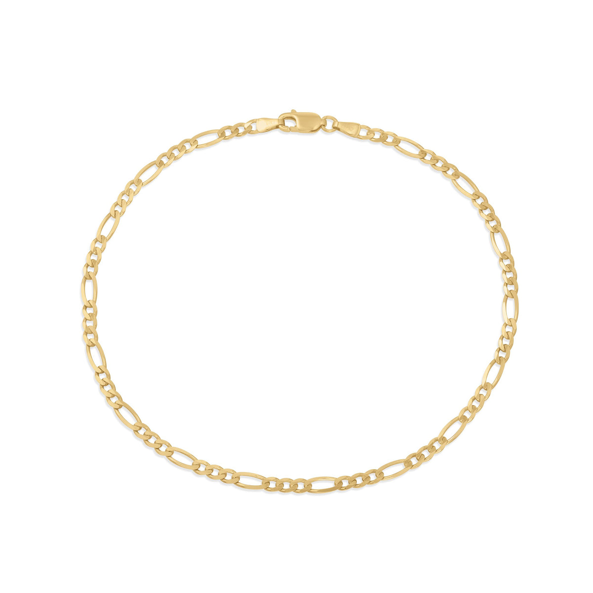 9ct Yellow Gold Figaro Link Anklet — 3.1mm