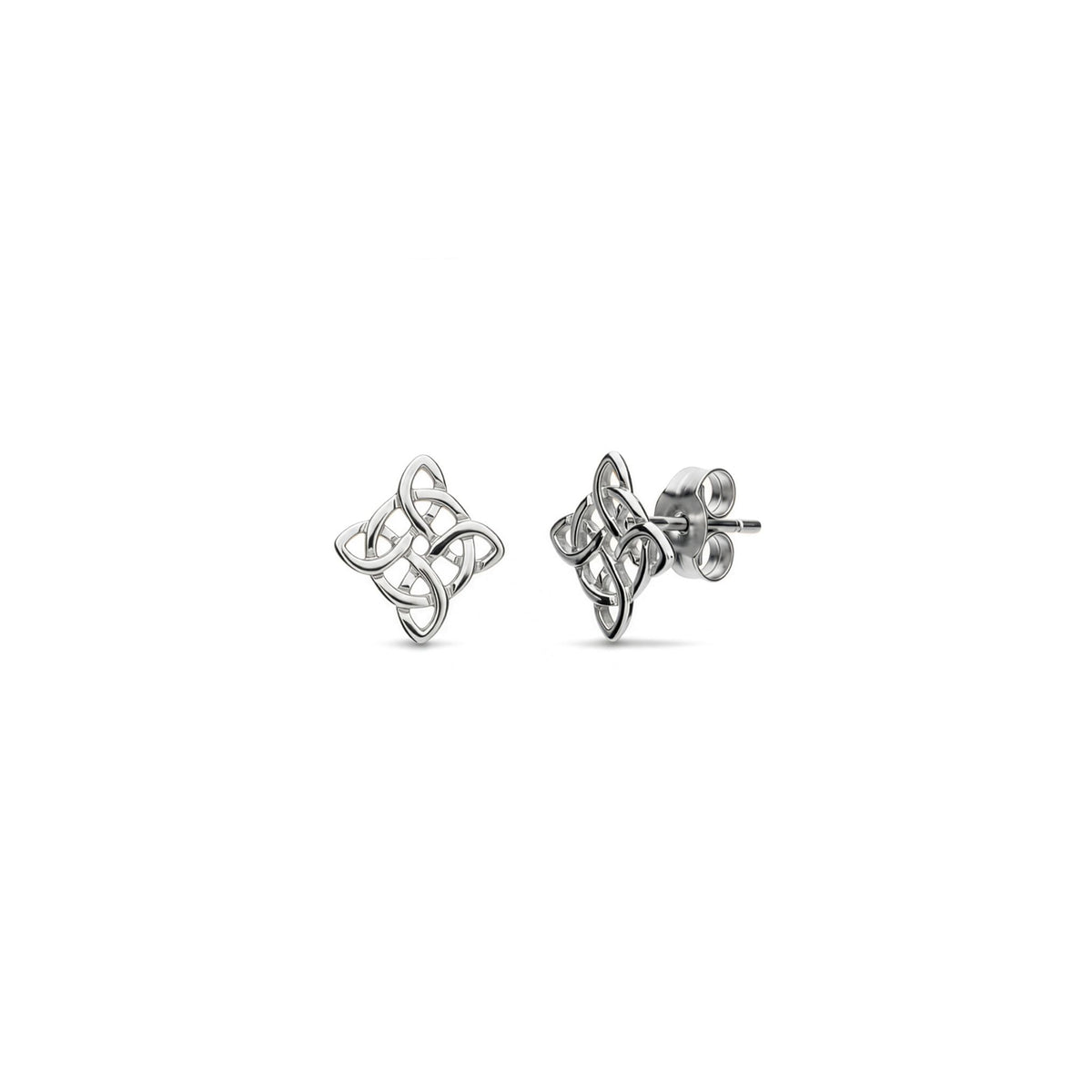 9ct White Gold Square Celtic Style Stud Earrings