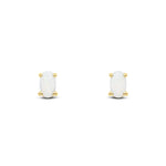 9ct Yellow Gold Oval Natural Opal Claw Stud Earrings — 5x3mm