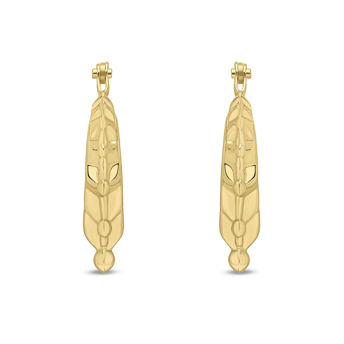 9ct Yellow Gold Scalloped Decorative Creole Hoop Earrings