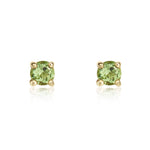 9ct Yellow Gold Natural Round Peridot Claw Stud Earrings — 3mm