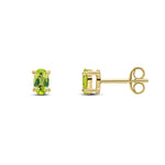 9ct Yellow Gold Oval Natural Peridot Claw Stud Earrings — 5x3mm