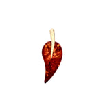 Gold Plated Sterling Silver Natural Baltic Amber Curved Leaf Drop Pendant