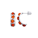Sterling Silver Natural Baltic Amber Multi Stone Hoop Stud Earrings
