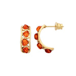 Gold Plated Sterling Silver Natural Baltic Amber Multi Stone Hoop Stud Earrings