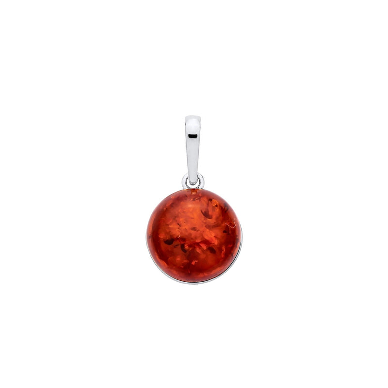 Sterling Silver Natural Baltic Amber Round Drop Pendant