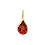 Gold Plated Sterling Silver Natural Baltic Amber Teardrop Pendant
