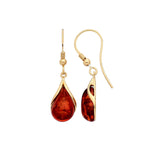 Gold Plated Sterling Silver Natural Baltic Amber Teardrop Earrings