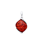 Sterling Silver Natural Baltic Amber Twist Drop Pendant