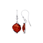 Sterling Silver Natural Baltic Amber Twist Drop Earrings