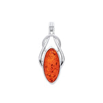 Sterling Silver Natural Baltic Amber Marquise Loop Pendant