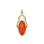 Gold Plated Sterling Silver Natural Baltic Amber Marquise Loop Pendant
