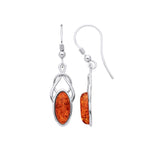 Sterling Silver Natural Baltic Amber Marquise Loop Earrings