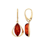 Gold Plated Sterling Silver Natural Baltic Amber Marquise Orbital Earrings