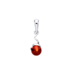 Sterling Silver Natural Baltic Amber Swirl Drop Pendant