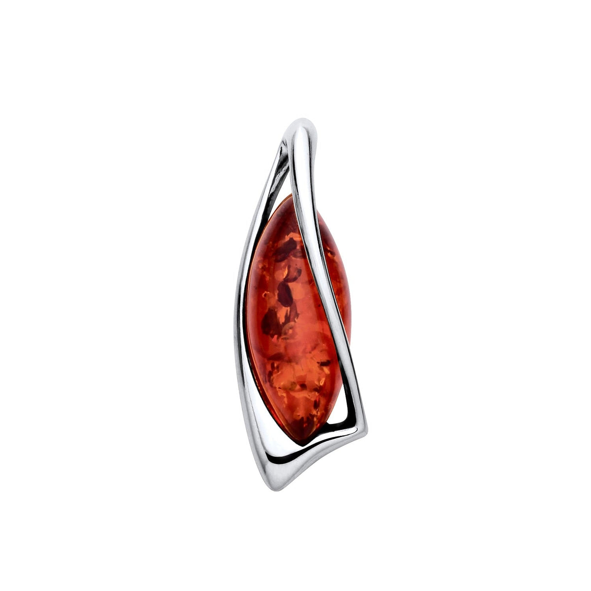 Sterling Silver Natural Baltic Amber Angular Marquise Pendant