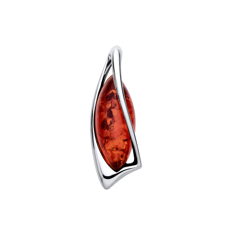Sterling Silver Natural Baltic Amber Angular Marquise Pendant