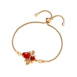 Gold Plated Sterling Silver Natural Baltic Amber Bee Adjustable Bracelet