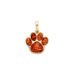 Gold Plated Sterling Silver Natural Baltic Amber Paw Print Pendant