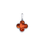 Sterling Silver Natural Baltic Amber Clover Pendant