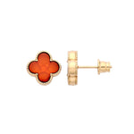Gold Plated Sterling Silver Natural Baltic Amber Clover Stud Earrings