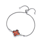 Sterling Silver Natural Baltic Amber Clover Adjustable Bracelet