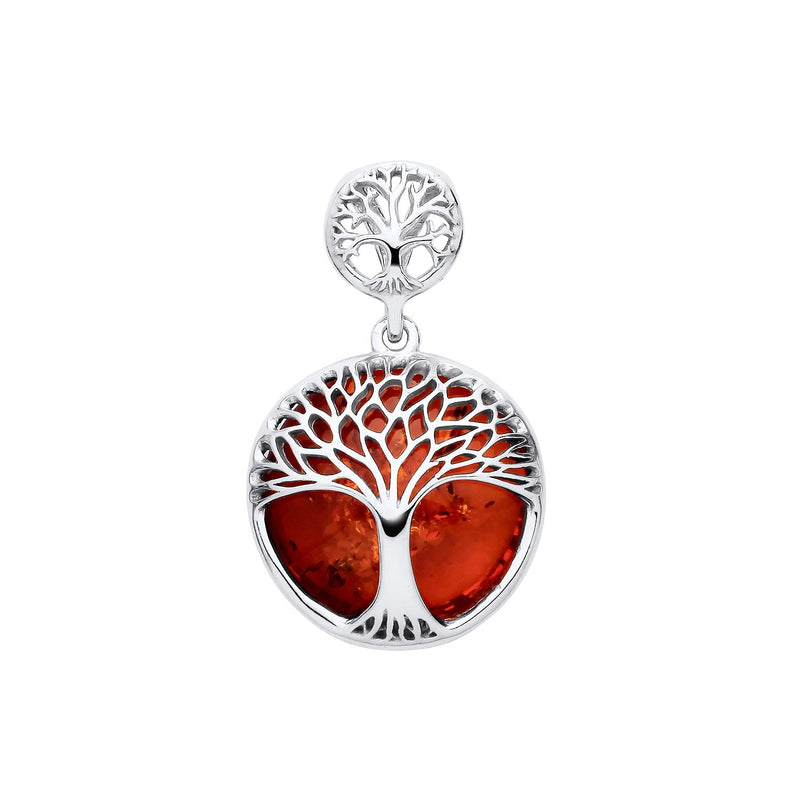 Sterling Silver Natural Baltic Amber Tree of Life Pendant