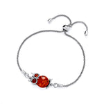 Sterling Silver Natural Baltic Amber Owl Adjustable Bracelet