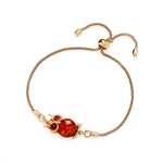 Gold Plated Sterling Silver Natural Baltic Amber Owl Adjustable Bracelet