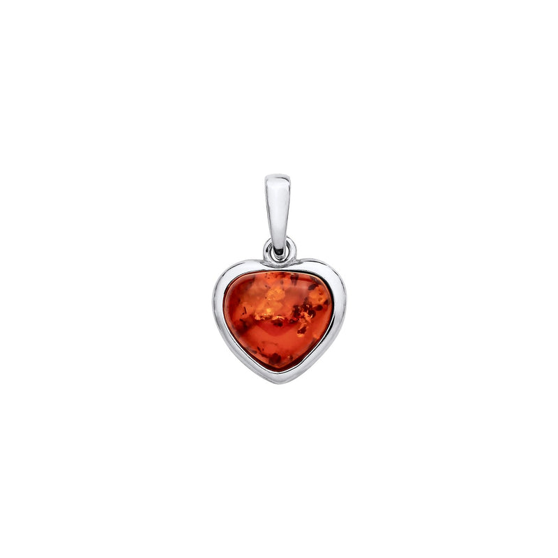 Sterling Silver Natural Baltic Amber Heart Pendant
