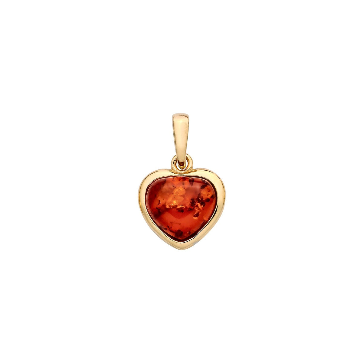 Gold Plated Sterling Silver Natural Baltic Amber Heart Pendant