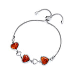 Sterling Silver Natural Baltic Amber Heart Adjustable Bracelet