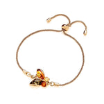 Gold Plated Sterling Silver Natural Baltic Amber Multi Coloured Butterfly Bracelet