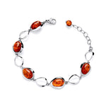 Sterling Silver Natural Baltic Amber Classic Oval Cabochon Bracelet