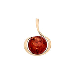 Gold Plated Sterling Silver Natural Baltic Amber Round Cabochon Pendant