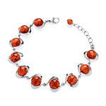Sterling Silver Natural Baltic Amber Round Cabochon Bracelet