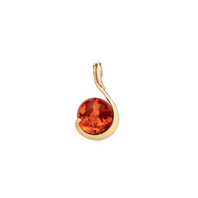 Gold Plated Sterling Silver Natural Baltic Amber Drop Pendant