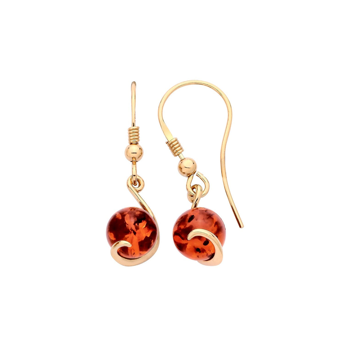 Gold Plated Sterling Silver Natural Baltic Amber Drop Drop Earrings